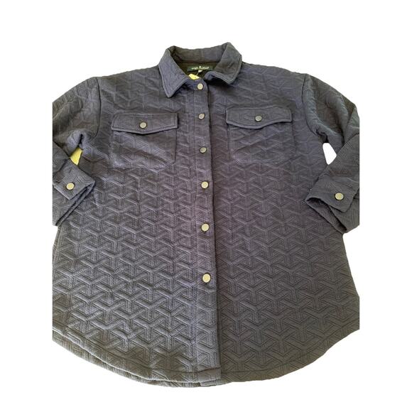 Simply Southern Quilted Knit Shacket Size S Navy Blue Button Up Shirt Jacket - Picture 3 of 8